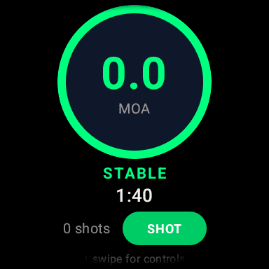 SniperPulse Wear OS app showing live stability readout on a Pixel Watch